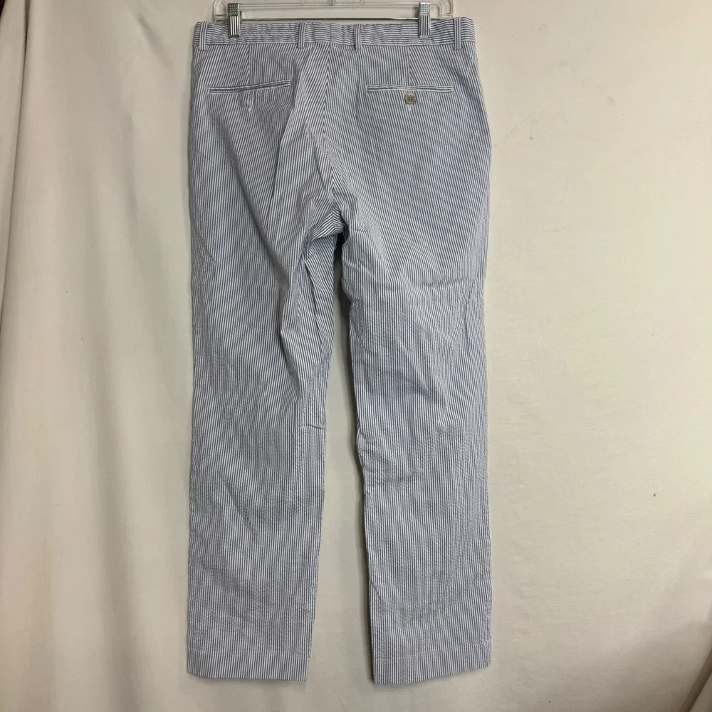 Britches by Samtex Mens Blue White Seersucker Striped Pants 34x30 Cotton Blend - Picture 6 of 8